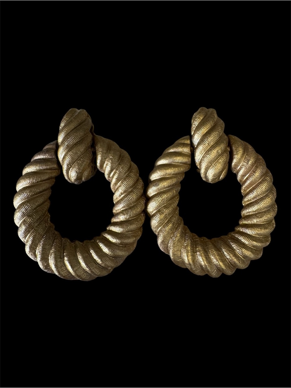 Gold-Tone Twisted Rope Hoop Earrings Clip On